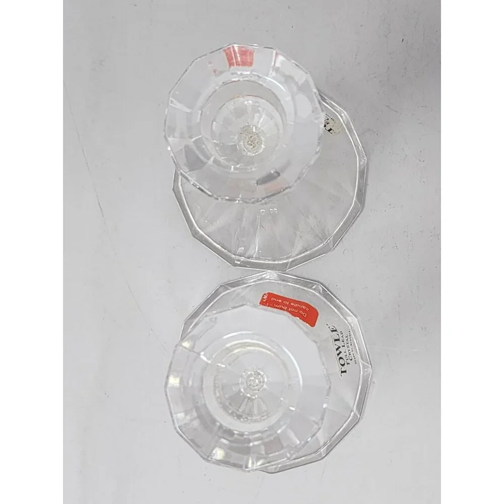 Vintage Towle‎ Pair Of Fine Lead Crystal Taper Candle Holders Elegant Design